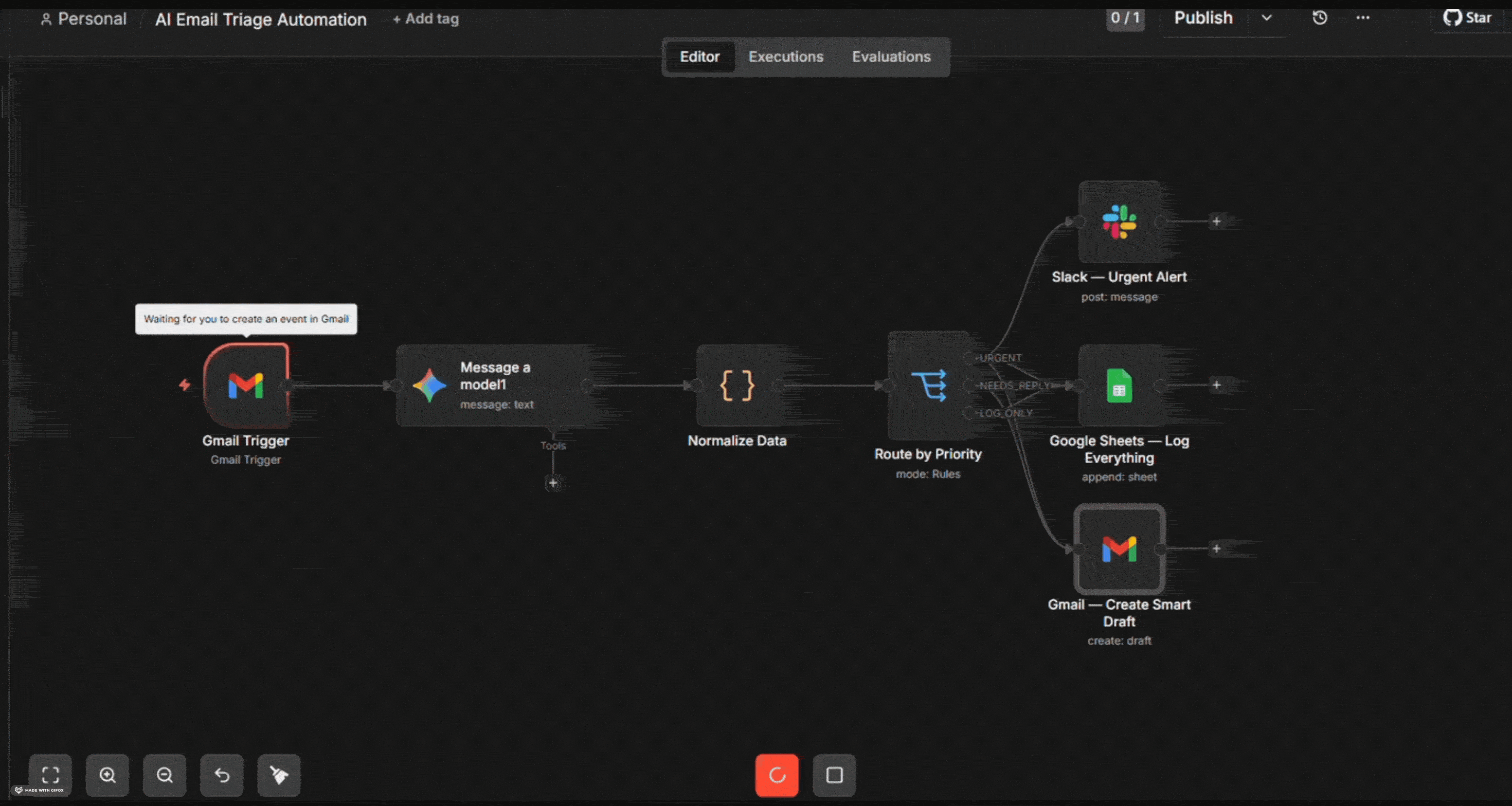 Automation workflow screenshot